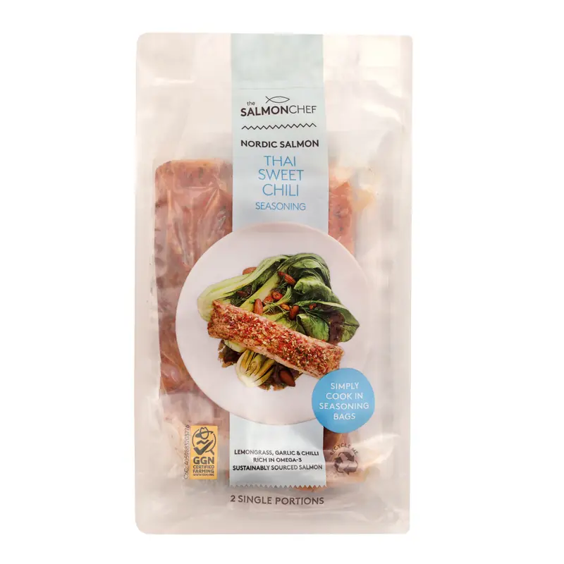 Σολομός κατεψυγμένος μαριναρισμένος με sweet thai chilli (2 μερίδες των 120g)
